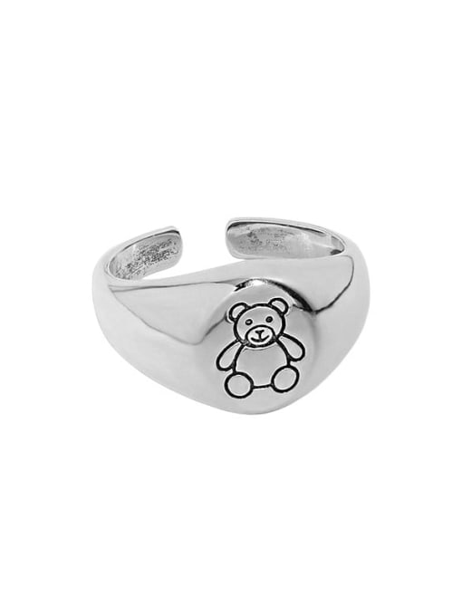 Retro and old [No. 14 adjustable] 925 Sterling Silver Bear Vintage Band Ring